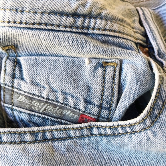 Diesel Light Blue Distressed Wide Leg Jeans - Picture 9 of 10